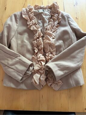 J. Crew Blush Ruffle-Front Blazer